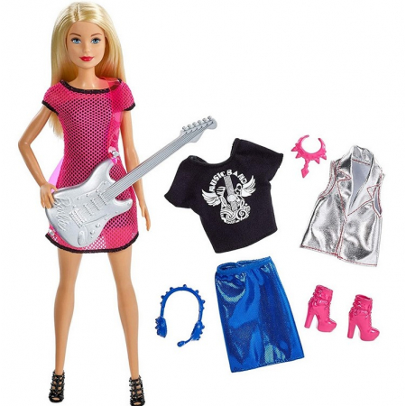 Barbie Gwiazda Rocka Lalka z gitarą GDJ34