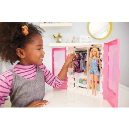 Lalka Barbie + Garderoba Szafa Ubranka i akcesoria