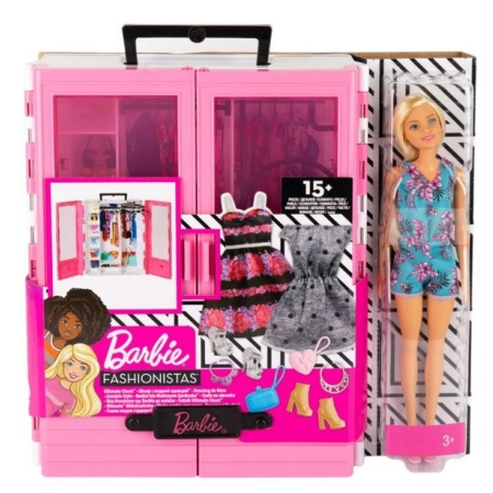 Lalka Barbie + Garderoba Szafa Ubranka i akcesoria