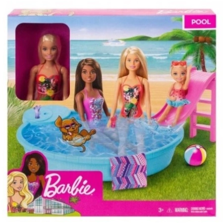 Lalka Barbie Zestaw Basen ze zjeżdżalnią GHL91