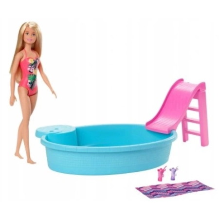 Lalka Barbie Zestaw Basen ze zjeżdżalnią GHL91