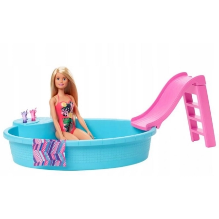 Lalka Barbie Zestaw Basen ze zjeżdżalnią GHL91