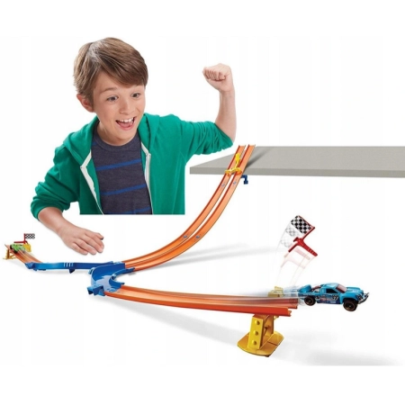 Hot Wheels Podwójny Zjazd Drop Challenge Down tor +2 autka zestaw DNR54