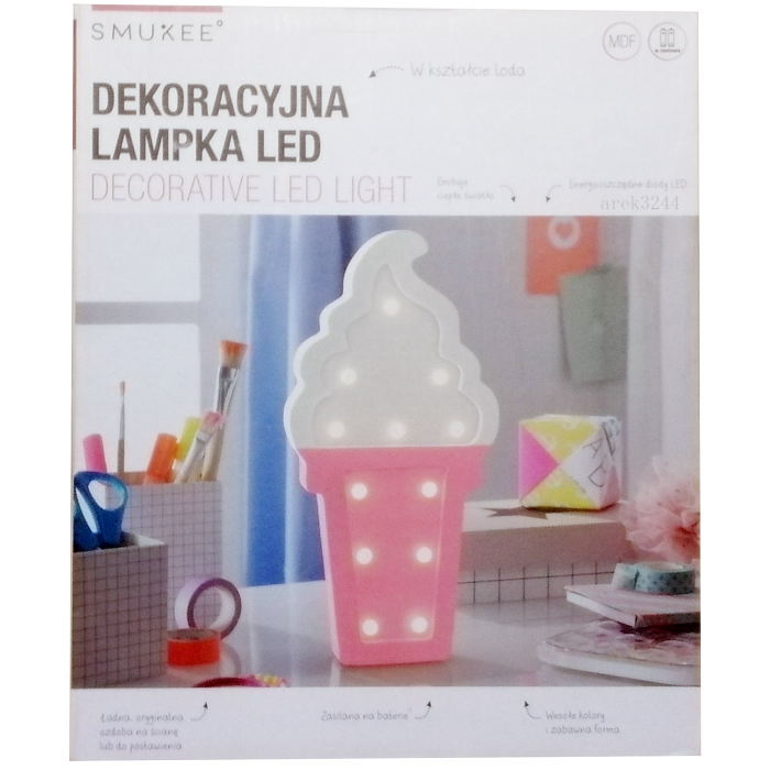 Nocna lampka LED dla dzieci drewniana dekoracja