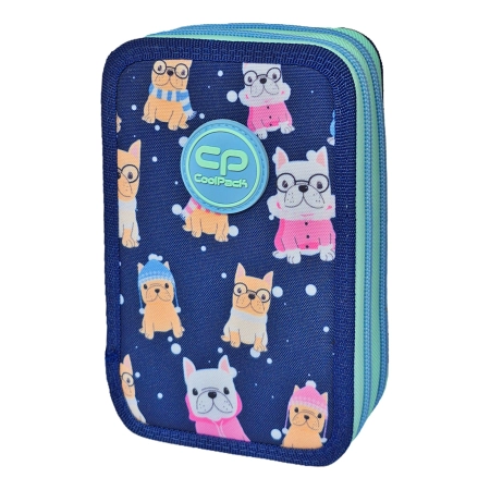 Piórnik Szkolny z Wyposażeniem Podwójny Pieski Mopsy Jumper 2 CoolPack