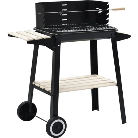 Ogrodowy Grill Węglowy BBQ chromowany ruszt + rożen półki kółka Countryside