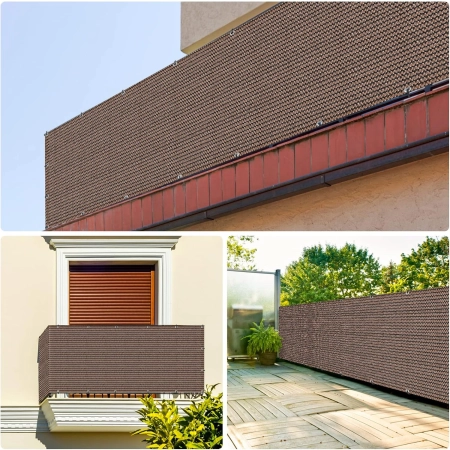 Osłona Balkonowa Mata Maskująca Cieniująca na Balkon 75x600cm Wenge