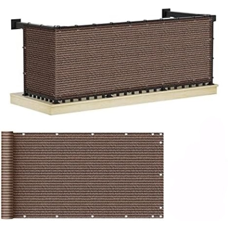 Osłona Balkonowa Mata Maskująca Cieniująca na Balkon 75x600cm Wenge