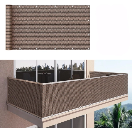Osłona Balkonowa Mata Maskująca Cieniująca na Balkon 75x600cm Wenge