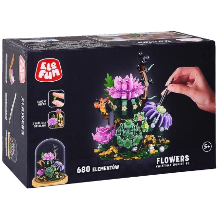 Klocki 3D Kwiatowy Bukiet z kloszem do ekspozycji 680 elementów Elefun