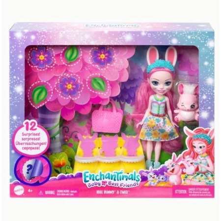 Zestaw Enchantimals Baby Best Friends Lalka Bree Bunny 12 niespodzianek