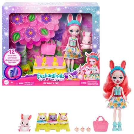 Zestaw Enchantimals Baby Best Friends Lalka Bree Bunny 12 niespodzianek