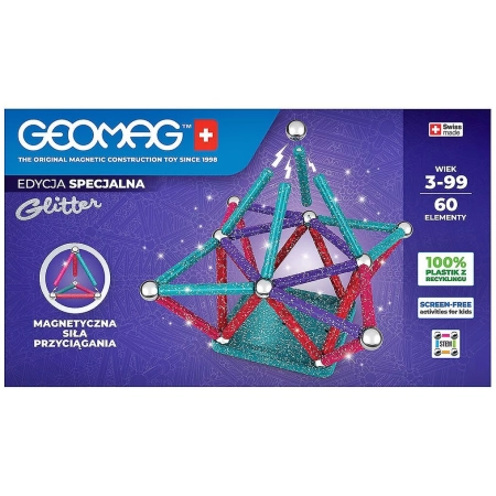 Geomag Glitter klocki magnetyczne konstrukcyjne brokatowe 60 elementów