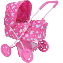 Wózek dla lalek do 45cm składany z torbą na zakupy i daszkiem 3+ Baby Chic