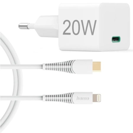 Ładowarka do iPhone iPad 20W QC + kabel Lightning licencja Apple MFI Hama