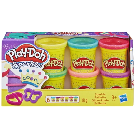 Ciastolina Play-Doh błyszcząca 6 tub + 2 wykrawacze Hasbro