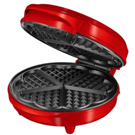 Gofrownica 1200 W na 5 gofrów w kształcie serca czerwona Hoffen