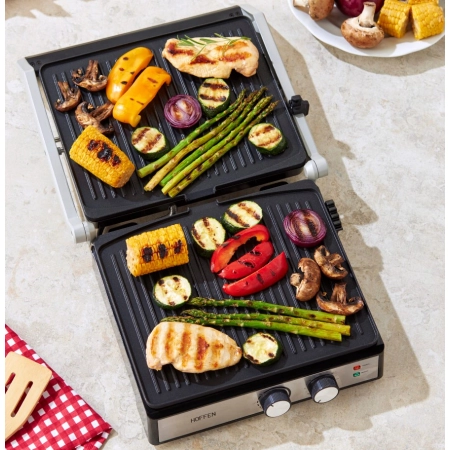 Elektryczny grill kontaktowy rozkładany 2w1 Hoffen