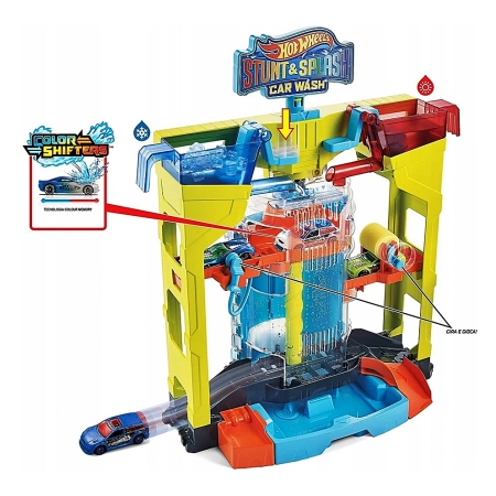 Hot Wheels Kaskaderska Myjnia Samochodowa + autko zmieniające Color Shifter