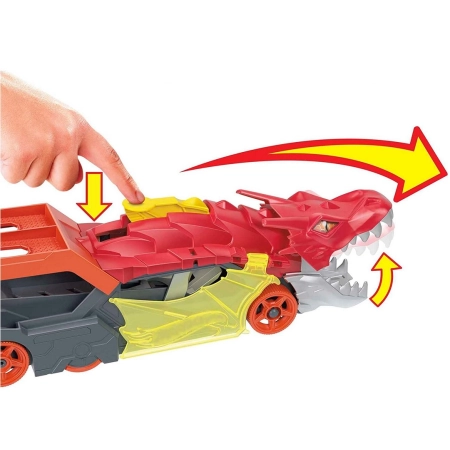 Hot Wheels City Transporter Smok Wyrzutnia Autek +Autko zestaw Dragon GTK42