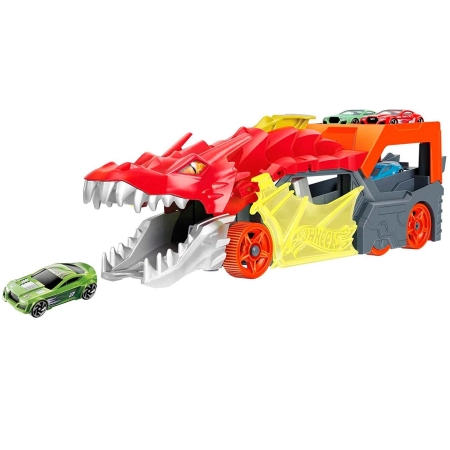 Hot Wheels City Transporter Smok Wyrzutnia Autek +Autko zestaw Dragon GTK42