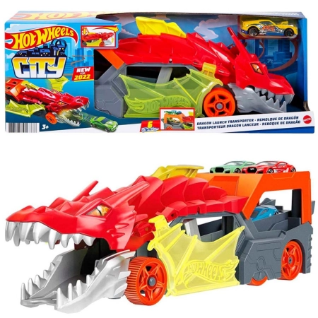 Hot Wheels City Transporter Smok Wyrzutnia Autek +Autko zestaw Dragon GTK42