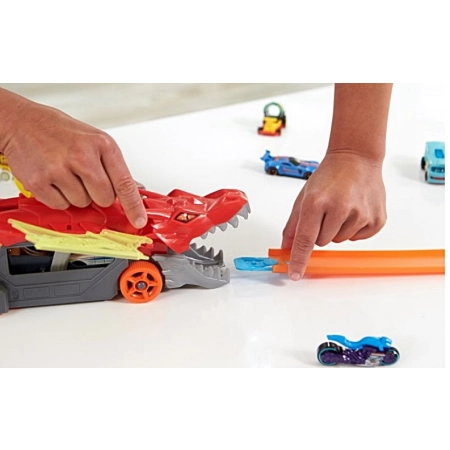 Hot Wheels City Transporter Smok Wyrzutnia Autek +Autko zestaw Dragon GTK42