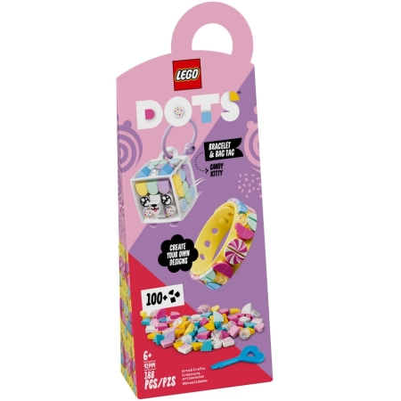 LEGO DOTS 41944 Cukierkowa kicia bransoletka i zawieszka na torbę