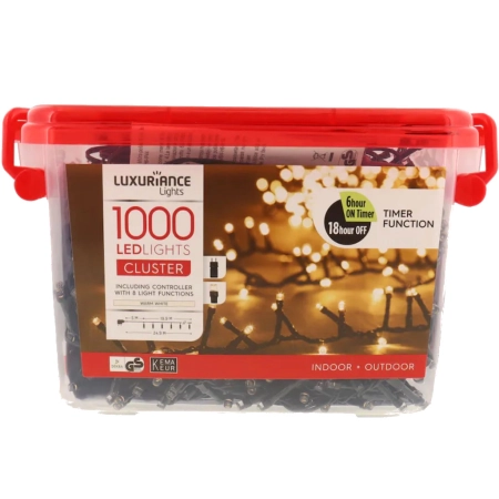 Łańcuch świetlny 1000 LED 20m lampki choinkowe wew/zewnątrzne timer 8 f-cji