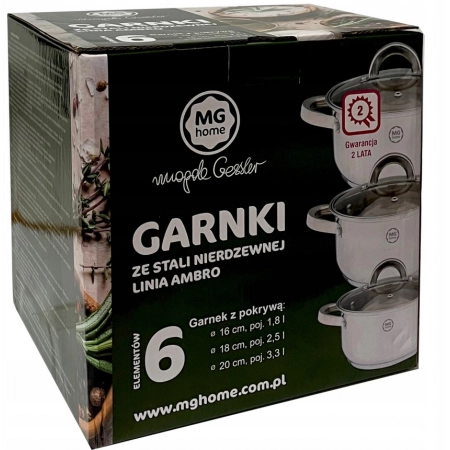 MG Home Zestaw Garnków stal nierdzewna indukcja