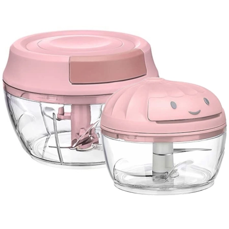 MPM Rozdrabniacz do warzyw siekacz cebuli 200ml+500ml różowy