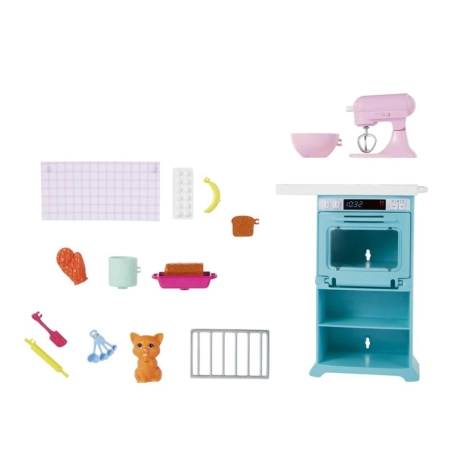 Lalka Barbie Kucharka z kotkiem Mattel zestaw HCD44
