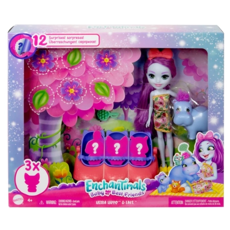 Zestaw Enchantimals Baby Best Friends Lalka Hedda Hippo 12 niespodzianek