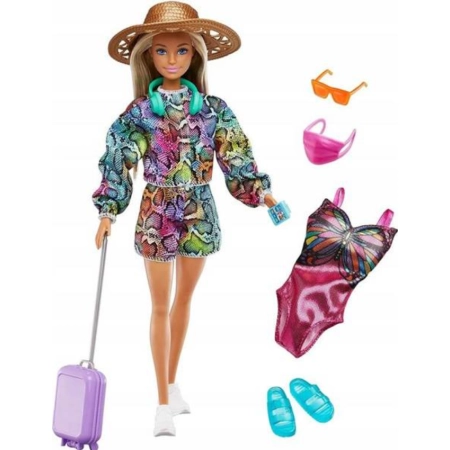 Lalka Barbie Wakacyjna + walizka i akcesoria