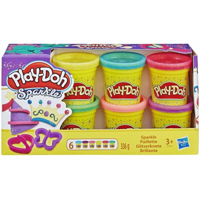 Play-Doh Ciastolina z brokatem 6 tub + 2 foremki Hasbro A5417