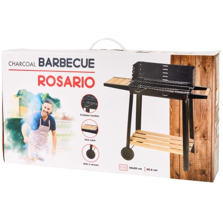 Grill ogrodowy węglowy BBQ ruszt 49x28cm półki Rosario