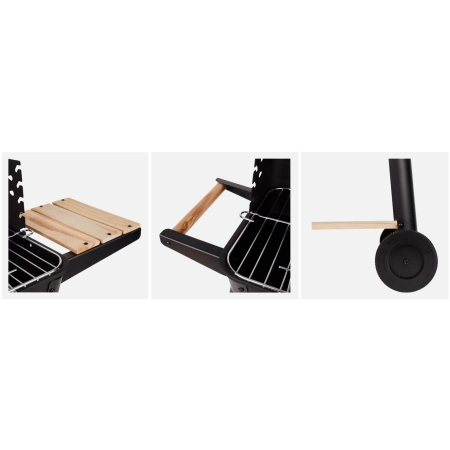 Grill ogrodowy węglowy BBQ ruszt 49x28cm półki Rosario