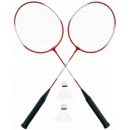 Badminton 2 rakiety paletki czerwone +2 lotki + pokrowiec Dunlop Slazenger