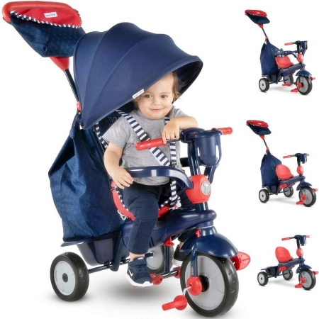 Rowerek Trójkołowy 4w1 Wózek Spacerówka dzieci 15-36m granatowy Smart Trike