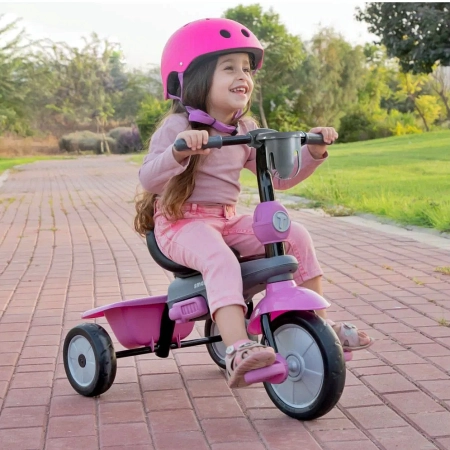 Wózek 4W1 Spacerówka Rowerek Trójkołowy dla dzieci 15-36m różowy SmarTrike