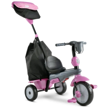 Wózek 4W1 Spacerówka Rowerek Trójkołowy dla dzieci 15-36m różowy SmarTrike
