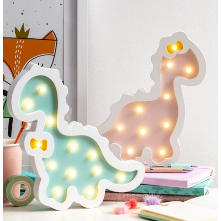 Nocna lampka LED dla dzieci Dino drewniana 30cm