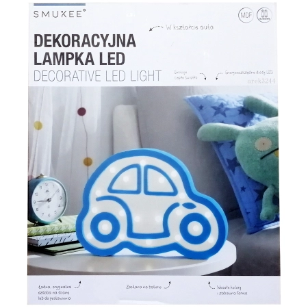 Nocna lampka LED dla dzieci Auto drewniana 26cm