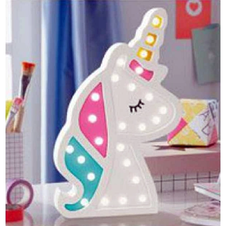 Nocna lampka LED dla dzieci Jednorożec drewniana 28cm