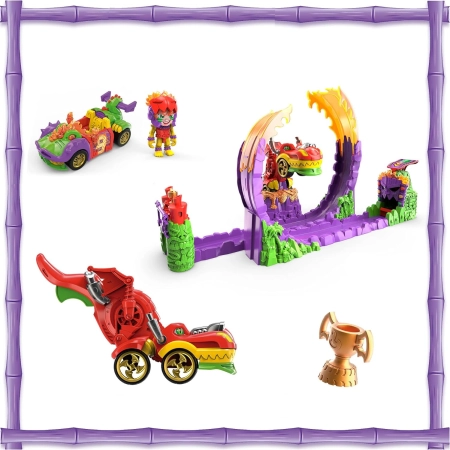T-Racers Dragon Loop Challenge Tor + smok auto figurka puchar zestaw
