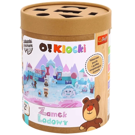 Klocki Drewniane Zamek Lodowy + mata puzzle figurki 2+ O!Klocki Trefl