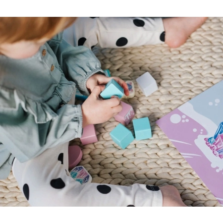 Klocki Drewniane Zamek Lodowy + mata puzzle figurki 2+ O!Klocki Trefl