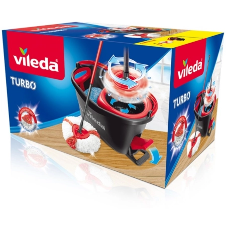 VILEDA Wiadro + mop obrotowy zest Easy Wring and Clean TURBO + płyn AJAX 1l