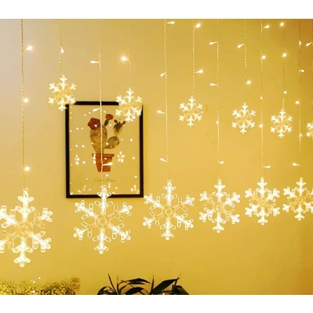 Kurtyna Świetlna Śniezynki na okno 130 LED