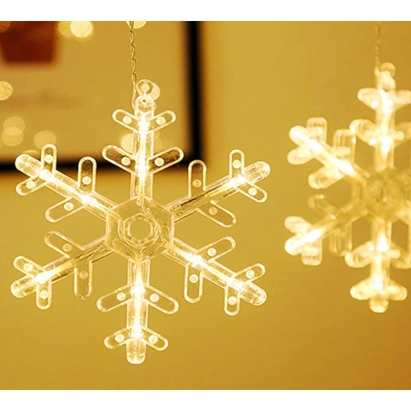 Kurtyna Świetlna Śniezynki na okno 130 LED